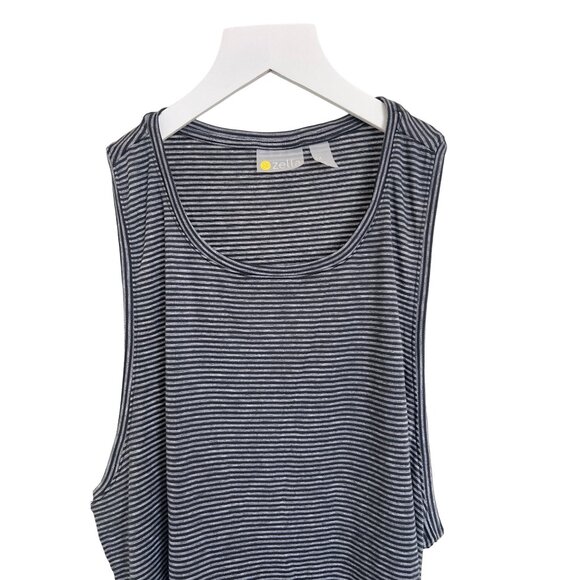 Z By Zella Black & Grey Striped Muscle Tank Top Lightweight Soft - Picture 2 of 5
